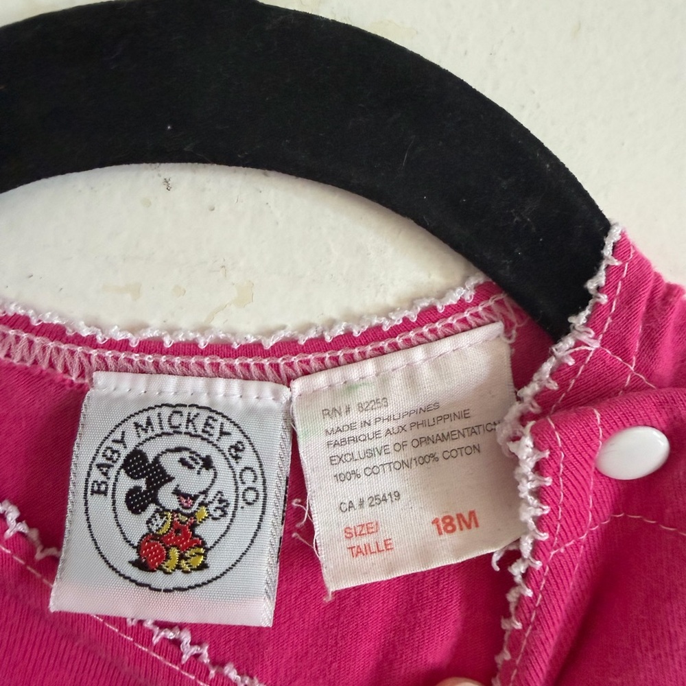Vintage Baby Mickey & Co Mickey Mouse Minnie Mouse Pink Long Sleeve Top size 18M - Picture 5 of 5